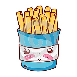 French fries fast food cute kawaii cartoon isolated icon