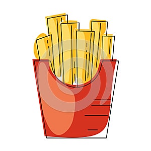 French fries Fast food icon sketch Vector