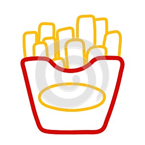 French Fries Fast Foodin Line Icon Clipart Cartoon Animated Illustration