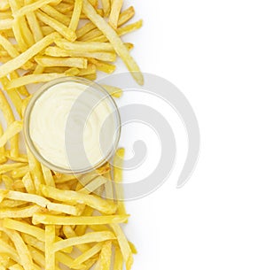 French Fries isolated on white background close-up shot