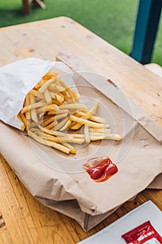 French fries with ketchup