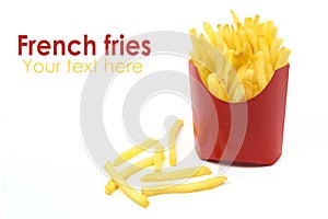 French fries in a red carton