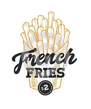 French Fries Retro Emblem