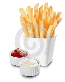 French Fries served with mayo and ketchup photo