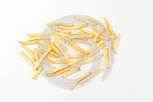 French fries spread on a white background