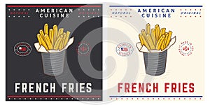 french fries in tinplate metal bucket tin pails