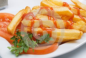 French fries with tomato ketchup