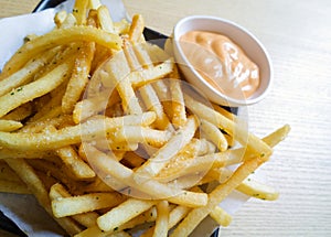 French fries on tracing paper