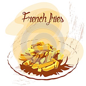 French fries on a white background