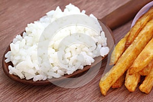 French fry with fresh rice