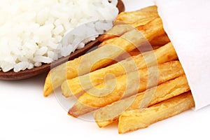 French fry with fresh rice