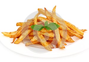 French fry with mint leaves