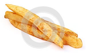 French fry on white background