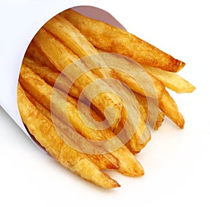 French fry on white background