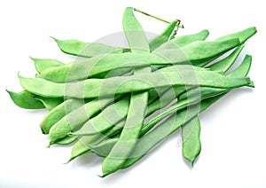 French green beans isolated on white background. Green beans are rich in protein, dietary fibres, and minerals but low in calories