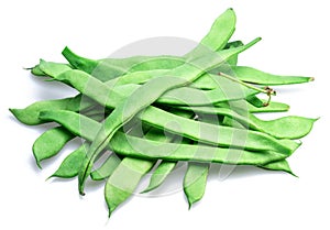 French green beans isolated on white background. Green beans are rich in protein, dietary fibres, and minerals but low in calories