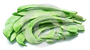 French green beans isolated on white background. Green beans are rich in protein, dietary fibres, and minerals but low in calories