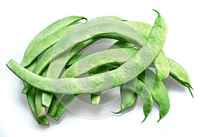 French green beans isolated on white background. Green beans are rich in protein, dietary fibres, and minerals but low in calories