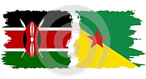 French Guiana and Kenya grunge flags connection vector