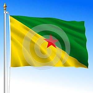 French Guiana national waving flag, South America