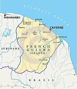 French Guiana Political Map photo