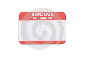 French Hello Name Tag