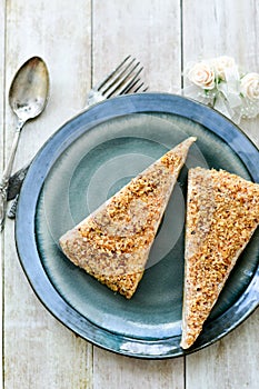 French honey cake with green figs and nuts