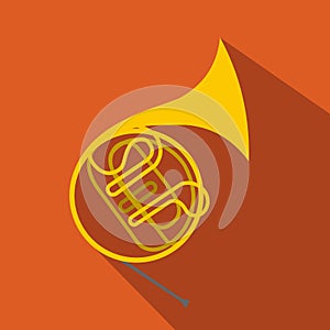 French horn flat icon