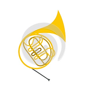 French horn flat icon