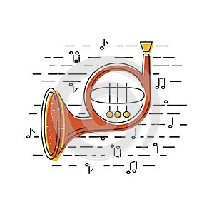 French Horn icon isolated on background.