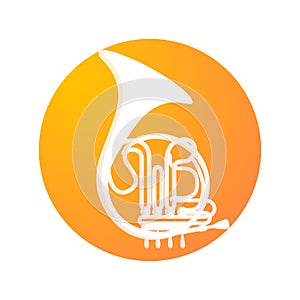 French Horn icon in orange color