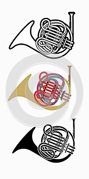 French Horn instrument cartoon music graphic vector