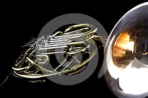 French Horn Isolated on Back