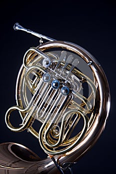 French Horn Isolated On Black