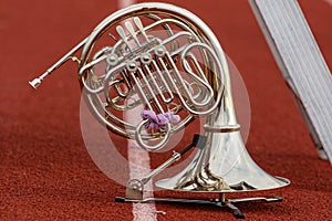 French Horn waiting its turn to perform