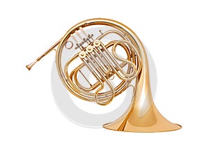 French horn on white background