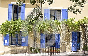French house, blue shutter. Provence.