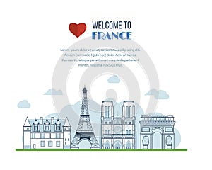 French Landmarks.. Eiffel tower, Notre Dame in