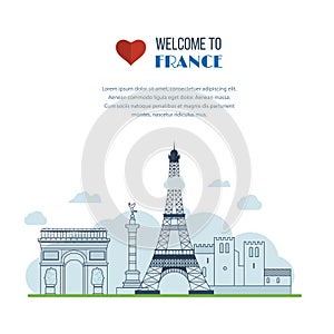 French Landmarks.. Eiffel tower, Notre Dame in