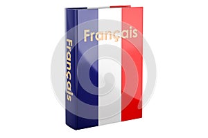 French language course. French language textbook, 3D rendering