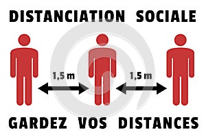 French language social distancing vector photo