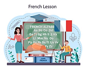 French learning concept. Language school french course. Study foreign