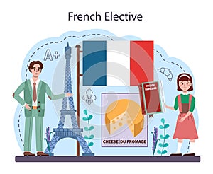 French learning concept. Language school french course. Study foreign