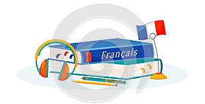 French learning flat concept vector illustration