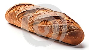 French Loaf Bread Isolated on White Background, Image Ai Generated