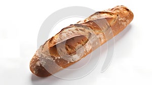 French Loaf Bread Isolated on White Background, Image Ai Generated