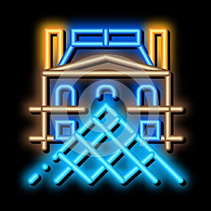 french louvre neon glow icon illustration