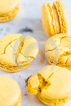 French macaroon cake. Macaroons on white background