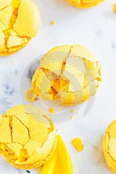 French macaroon cake. Macaroons on white background