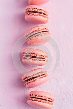 French macaroon cake. Macaroons on white background